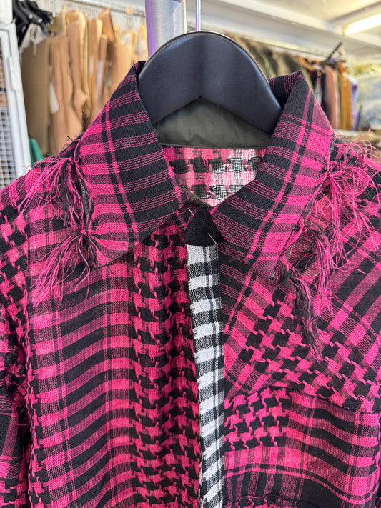 KEFFIYEH SHIRT - SOUR CHERRY