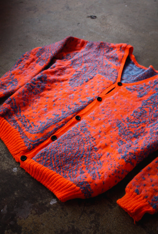 NEON ORANGE IRANIAN PRINT CARDIGAN