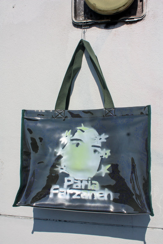 Face Badge Tote Bag - Pistachio x Chrome
